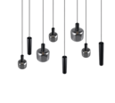 Trio Lighting Trio MATARO hanglamp | E27 Fitting | mat zwart met verchroomd | 118 x 34 cm | IP20 | excl. 2x E27 | max. 10W