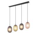 Trio Lighting Trio FACETTE hanglamp | E27 Fitting | mat zwart met rookkleur met amber met groen | Ø 17,5 cm | IP20 | excl. 4x E27 | max. 25W