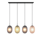 Trio Lighting Trio FACETTE hanglamp | E27 Fitting | mat zwart met rookkleur met amber met groen | Ø 17,5 cm | IP20 | excl. 4x E27 | max. 25W