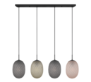 Trio Lighting Trio FACETTE hanglamp | E27 Fitting | mat zwart met rookkleur met amber met groen | Ø 17,5 cm | IP20 | excl. 4x E27 | max. 25W