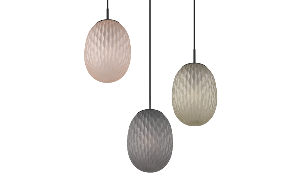 Trio Lighting Trio FACETTE hanglamp | E27 Fitting | mat zwart met rookkleur met amber met groen | Ø 43 cm | IP20 | excl. 3x E27 | max. 25W