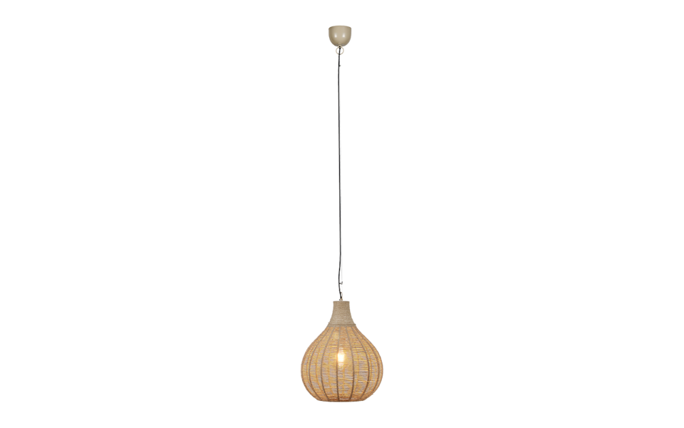 Trio Lighting Trio JANNE hanglamp | E27 Fitting | mat zwart met natuurlijke afwerking | Ø 34 cm | IP20 | excl. 1x E27 | max. 10W