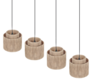 Trio Lighting Trio SMILLA hanglamp | E27 Fitting | mat zwart met natuurlijke afwerking | 121 x 20,5 cm | IP20 | excl. 4x E27 | max. 10W