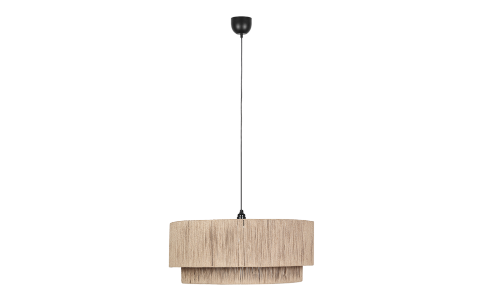Trio Lighting Trio SMILLA hanglamp | E27 Fitting | mat zwart met natuurlijke afwerking | Ø 60 cm | IP20 | excl. 1x E27 | max. 10W