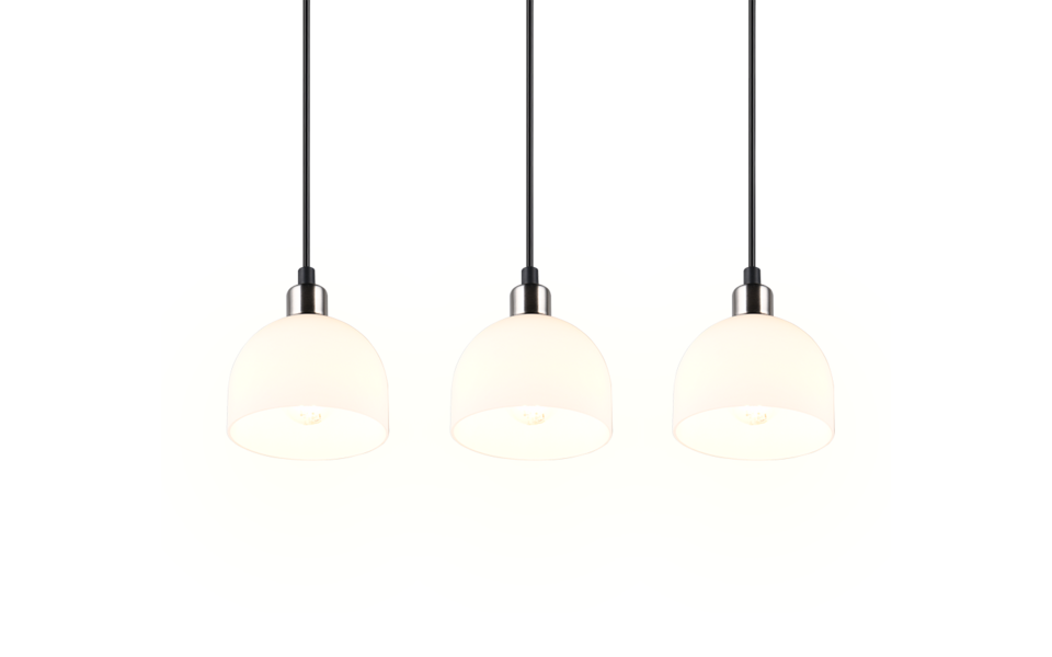 Trio Lighting Trio MOLLY hanglamp | E14 Fitting | nikkel mat met wit | 60 x 12 cm | IP20 | excl. 3x E14 | max. 10W