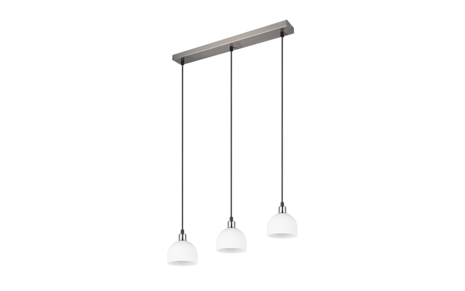 Trio Lighting Trio MOLLY hanglamp | E14 Fitting | nikkel mat met wit | 60 x 12 cm | IP20 | excl. 3x E14 | max. 10W