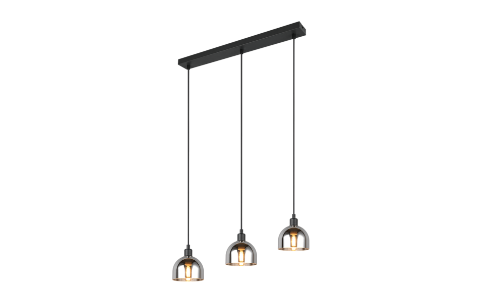 Trio Lighting Trio MOLLY hanglamp | E14 Fitting | mat zwart met verchroomd | 60 x 12 cm | IP20 | excl. 3x E14 | max. 10W Trio Lighting Trio MOLLY hanglamp | E14 Fitting | mat zwart met verchroomd | 60 x 12 cm | IP20 | excl. 3x E14 | max. 10W