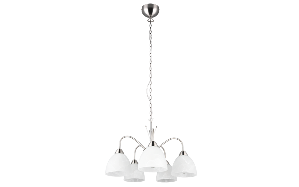 Trio Lighting Trio DOBBY hanglamp | E27 Fitting | nikkel mat met albast | Ø 55 cm | IP20 | excl. 5x E27 | max. 10W Trio Lighting Trio DOBBY hanglamp | E27 Fitting | nikkel mat met albast | Ø 55 cm | IP20 | excl. 5x E27 | max. 10W