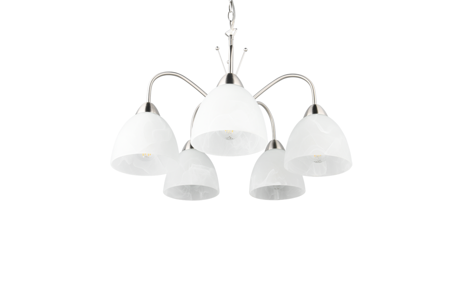 Trio Lighting Trio DOBBY hanglamp | E27 Fitting | nikkel mat met albast | Ø 55 cm | IP20 | excl. 5x E27 | max. 10W Trio Lighting Trio DOBBY hanglamp | E27 Fitting | nikkel mat met albast | Ø 55 cm | IP20 | excl. 5x E27 | max. 10W