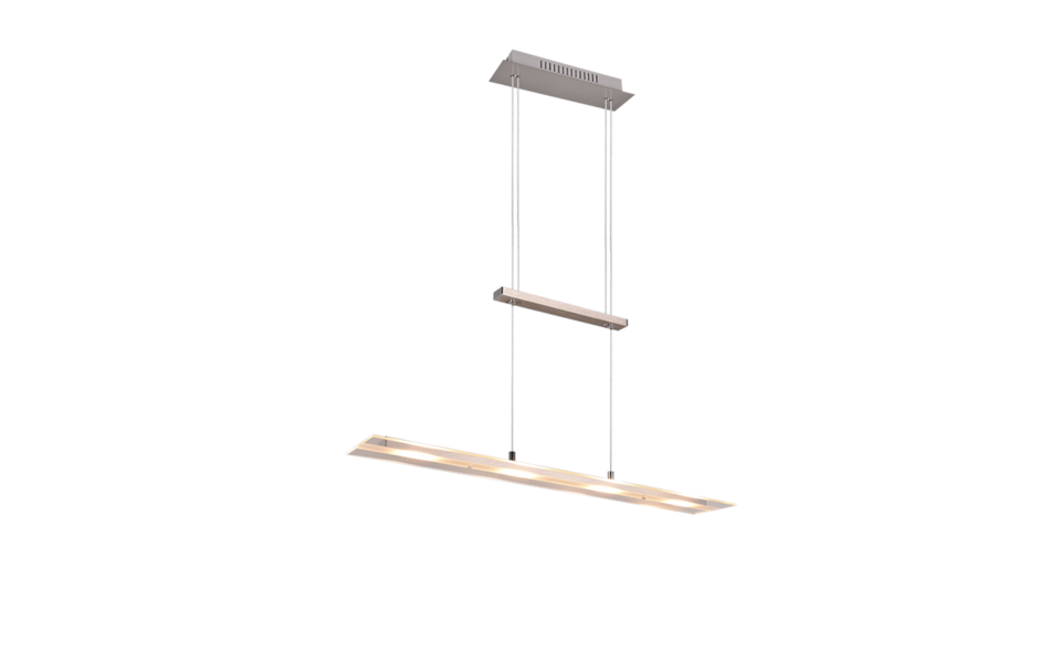 Trio Lighting Trio MILOS hanglamp | LED | nikkel mat met transparant | 80 x 12 cm | IP20 | 4x 5W | 550 lm | 3000K