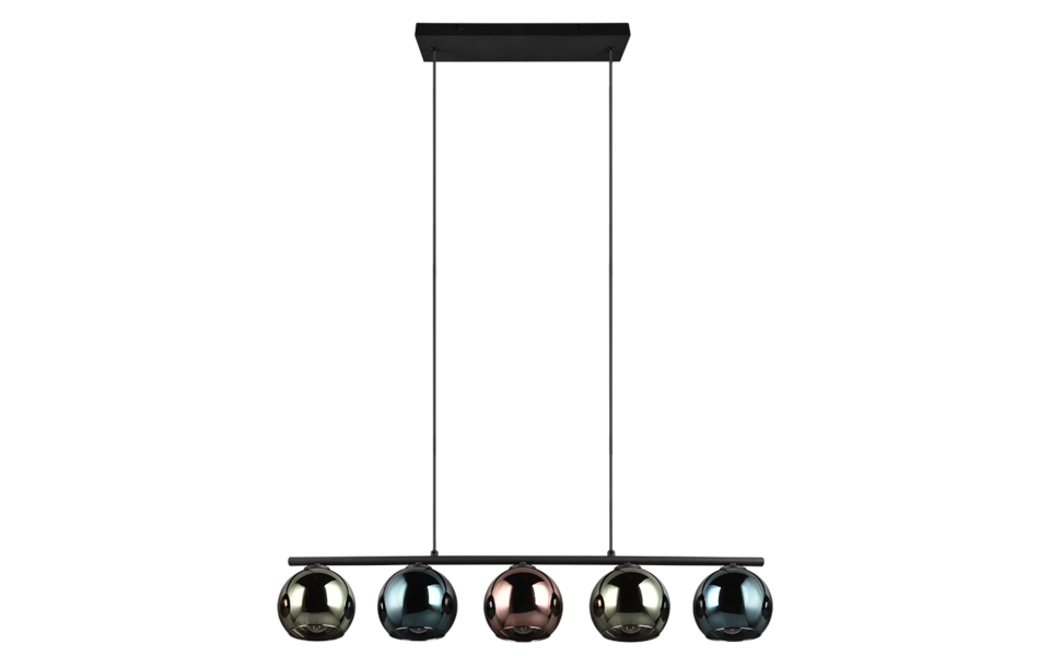 Trio Lighting Trio SHELDON hanglamp | E14 Fitting | multicolor met blauw met groen met koperkleurig | Ø 13 cm | IP20 | excl. 5x E14 | max. 10W