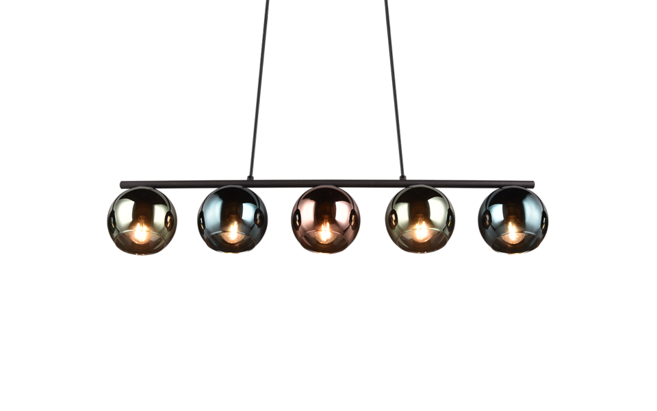Trio Lighting Trio SHELDON hanglamp | E14 Fitting | multicolor met blauw met groen met koperkleurig | Ø 13 cm | IP20 | excl. 5x E14 | max. 10W