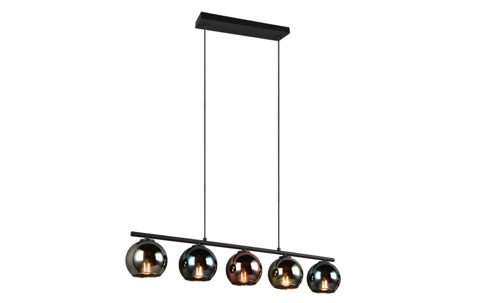 Trio Lighting Trio SHELDON hanglamp | E14 Fitting | multicolor met blauw met groen met koperkleurig | Ø 13 cm | IP20 | excl. 5x E14 | max. 10W