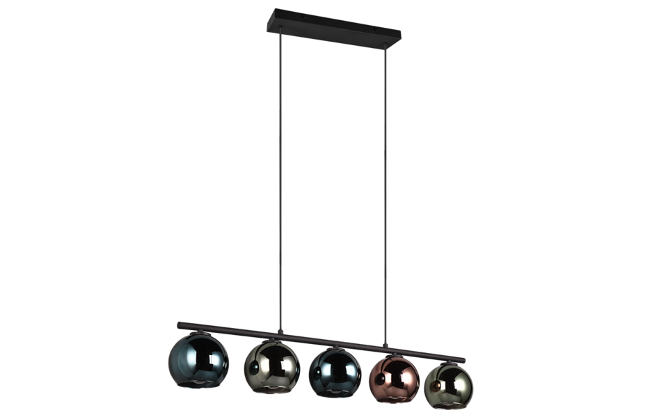 Trio Lighting Trio SHELDON hanglamp | E14 Fitting | multicolor met blauw met groen met koperkleurig | Ø 13 cm | IP20 | excl. 5x E14 | max. 10W