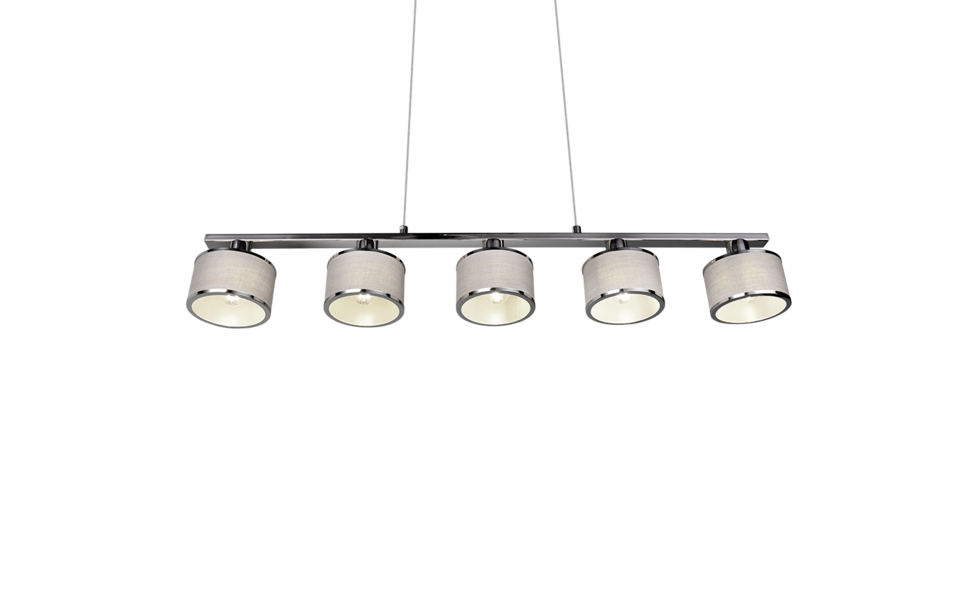 Trio Lighting Trio KAPRUN hanglamp | E14 Fitting | chroom met grijs | 92 x 12 cm | IP20 | excl. 5x E14 | max. 28W