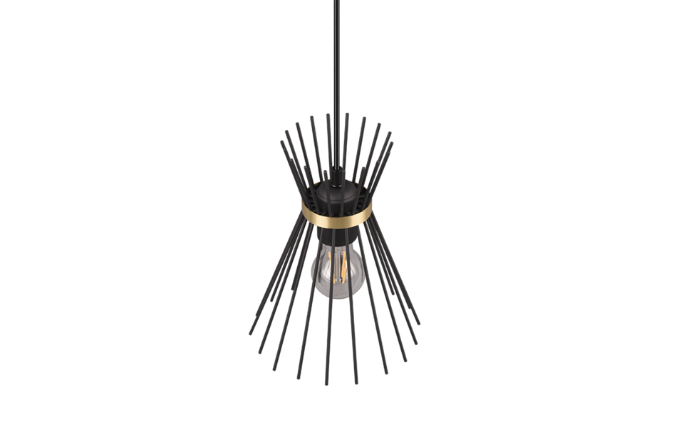 Trio Lighting Trio ROD pendant light | 1x E27 max 40W | black with gold | IP20 | 25 cm