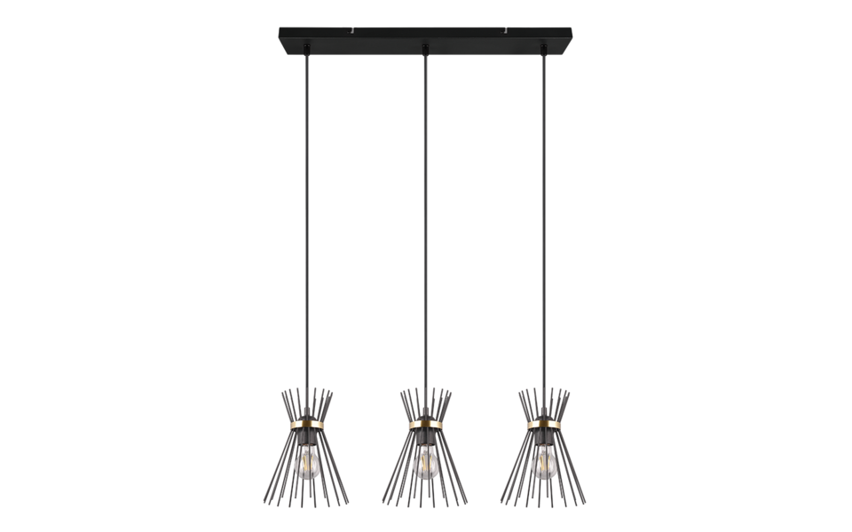 Trio Lighting Trio ROD hanglamp | E27 Fitting | zwart met goud | Ø 20 cm | IP20 | excl. 3x E27 | max. 40W