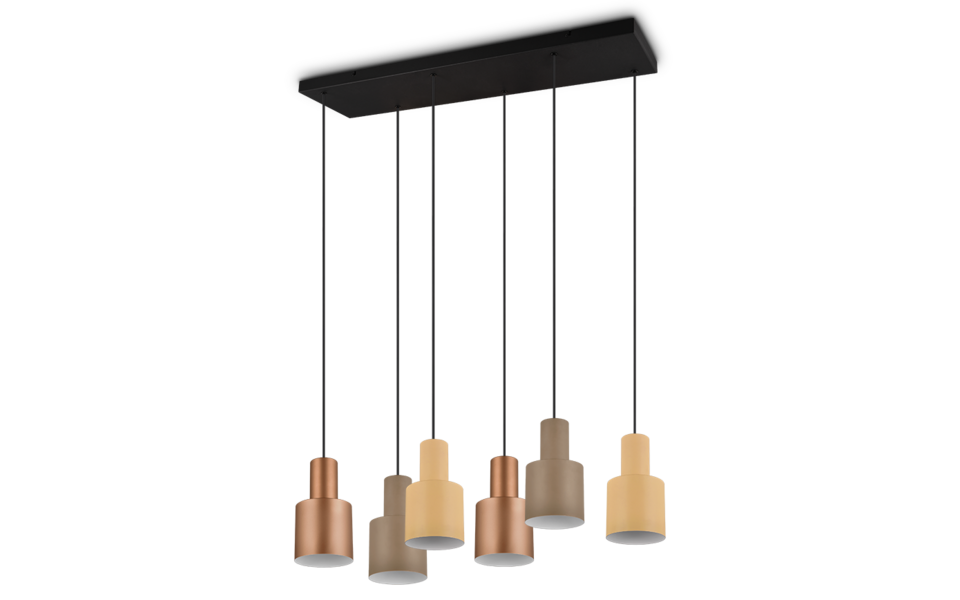 Trio Lighting Trio AGUDO hanglamp | E27 Fitting | multicolor met taupe met beige met koffie | Ø 12 cm | IP20 | excl. 6x E27 | max. 40W Trio Lighting Trio AGUDO hanglamp | E27 Fitting | multicolor met taupe met beige met koffie | Ø 12 cm | IP20 | excl. 6x E27 | max. 40W