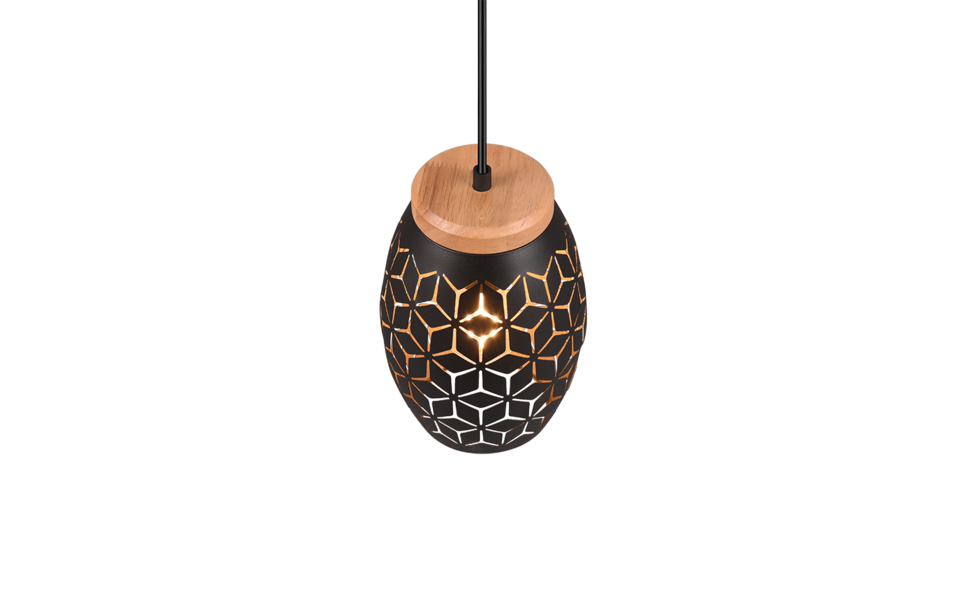 Trio Lighting Trio BIDAR hanglamp | E27 Fitting | zwart met goud | Ø 15 cm | IP20 | excl. 1x E27 | max. 28W Trio Lighting Trio BIDAR hanglamp | E27 Fitting | zwart met goud | Ø 15 cm | IP20 | excl. 1x E27 | max. 28W