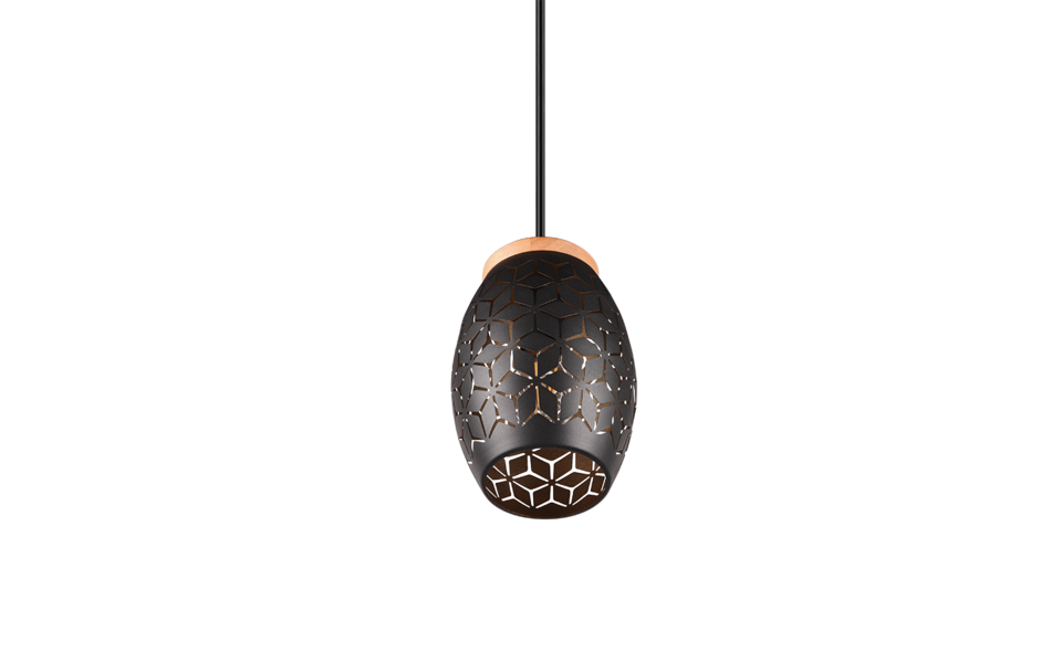 Trio Lighting Trio BIDAR pendant light | 1x E27 max 40W | black with gold | IP20 | 21.5 cm Trio Lighting Trio BIDAR pendant light | 1x E27 max 40W | black with gold | IP20 | 21.5 cm