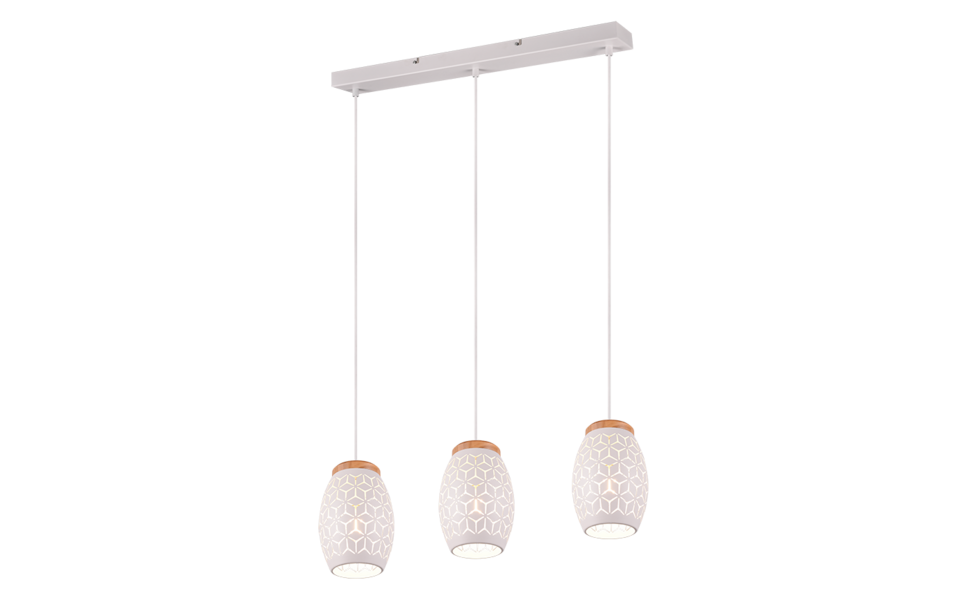 Trio Lighting Trio BIDAR hanglamp | E27 Fitting | wit mat | Ø 15 cm | IP20 | excl. 3x E27 | max. 28W Trio Lighting Trio BIDAR hanglamp | E27 Fitting | wit mat | Ø 15 cm | IP20 | excl. 3x E27 | max. 28W