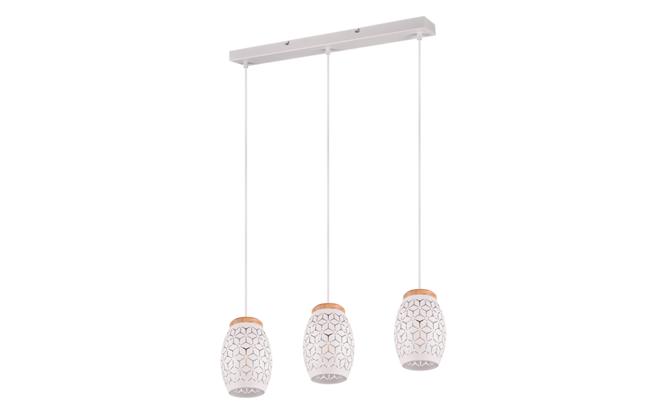 Trio Lighting Trio BIDAR hanglamp | E27 Fitting | wit mat | Ø 15 cm | IP20 | excl. 3x E27 | max. 28W Trio Lighting Trio BIDAR hanglamp | E27 Fitting | wit mat | Ø 15 cm | IP20 | excl. 3x E27 | max. 28W