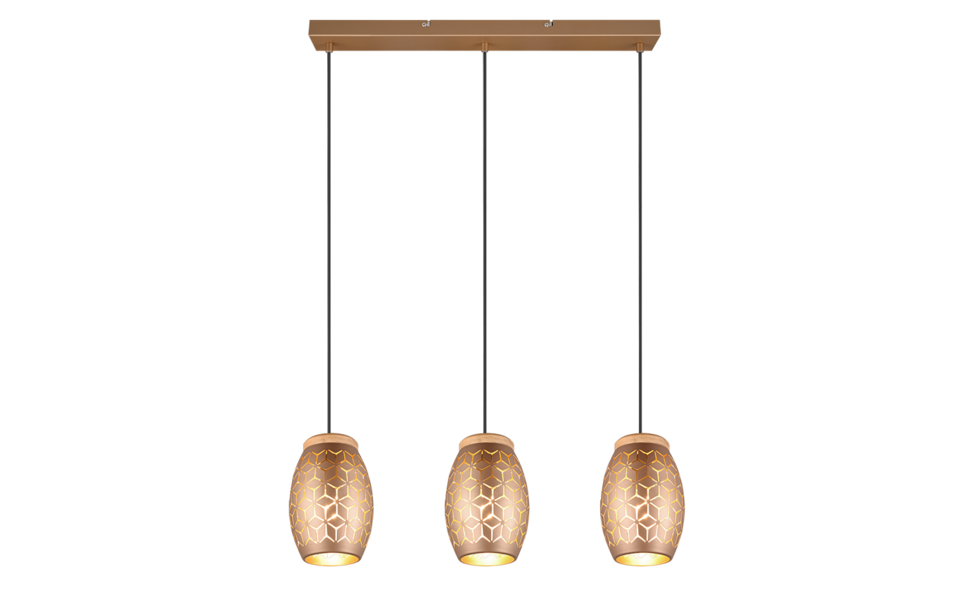 Trio Lighting Trio BIDAR pendant light | 3x E27 max 40W | mocha brown | Ø 65 cm | IP20 | 21.5 cm
