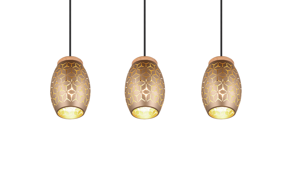 Trio Lighting Trio BIDAR hanglamp | E27 Fitting | koffie | Ø 15 cm | IP20 | excl. 3x E27 | max. 28W Trio Lighting Trio BIDAR hanglamp | E27 Fitting | koffie | Ø 15 cm | IP20 | excl. 3x E27 | max. 28W