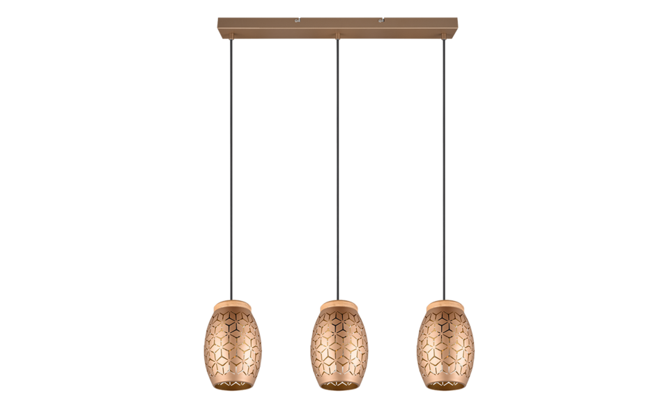 Trio Lighting Trio BIDAR hanglamp | E27 Fitting | koffie | Ø 15 cm | IP20 | excl. 3x E27 | max. 28W Trio Lighting Trio BIDAR hanglamp | E27 Fitting | koffie | Ø 15 cm | IP20 | excl. 3x E27 | max. 28W