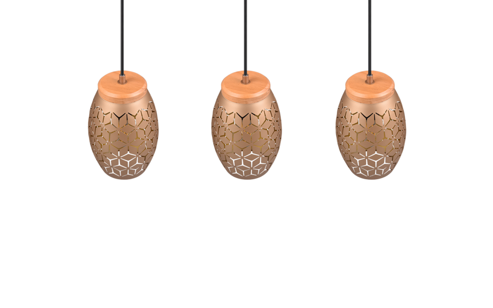 Trio Lighting Trio BIDAR pendant light | 3x E27 max 40W | mocha brown | Ø 65 cm | IP20 | 21.5 cm