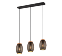 Trio Lighting Trio BIDAR hanglamp | E27 Fitting | zwart met goud | Ø 15 cm | IP20 | excl. 3x E27 | max. 28W