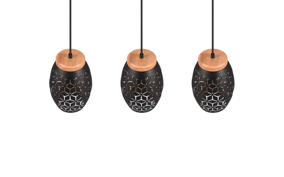 Trio Lighting Trio BIDAR pendant light | 3x E27 max 40W | black with gold | IP20 | 21.5 cm Trio Lighting Trio BIDAR pendant light | 3x E27 max 40W | black with gold | IP20 | 21.5 cm