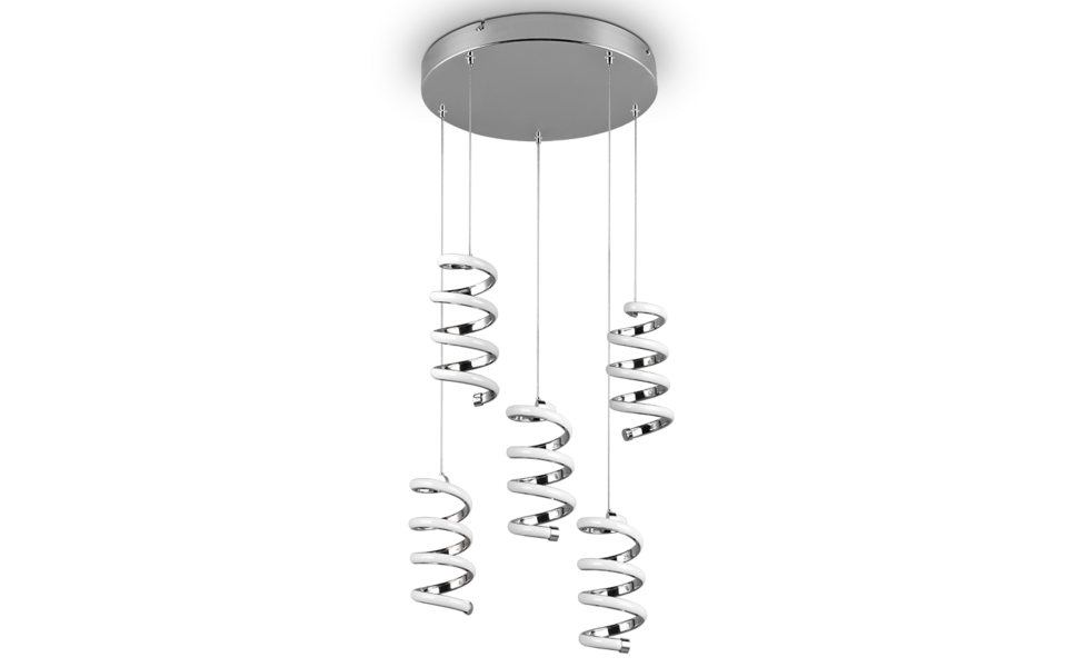 Trio Lighting Trio LAOLA hanglamp | LED | chroom | Ø 45 cm | IP20 | 5x 8W | 1250 lm | 4000K | dimbaar