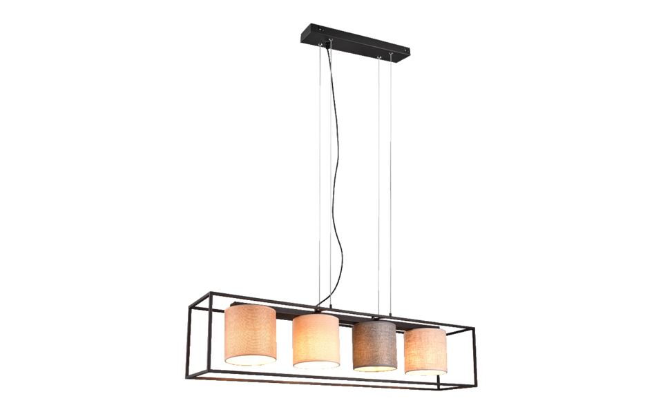 Trio Lighting Trio ROSS hanglamp | E27 Fitting | mat zwart met beige met grijs met bruin met wit | 100 x 20 cm | IP20 | excl. 4x E27 | max. 25W Trio Lighting Trio ROSS hanglamp | E27 Fitting | mat zwart met beige met grijs met bruin met wit | 100 x 20 cm | IP20 | excl. 4x E27 | max. 25W