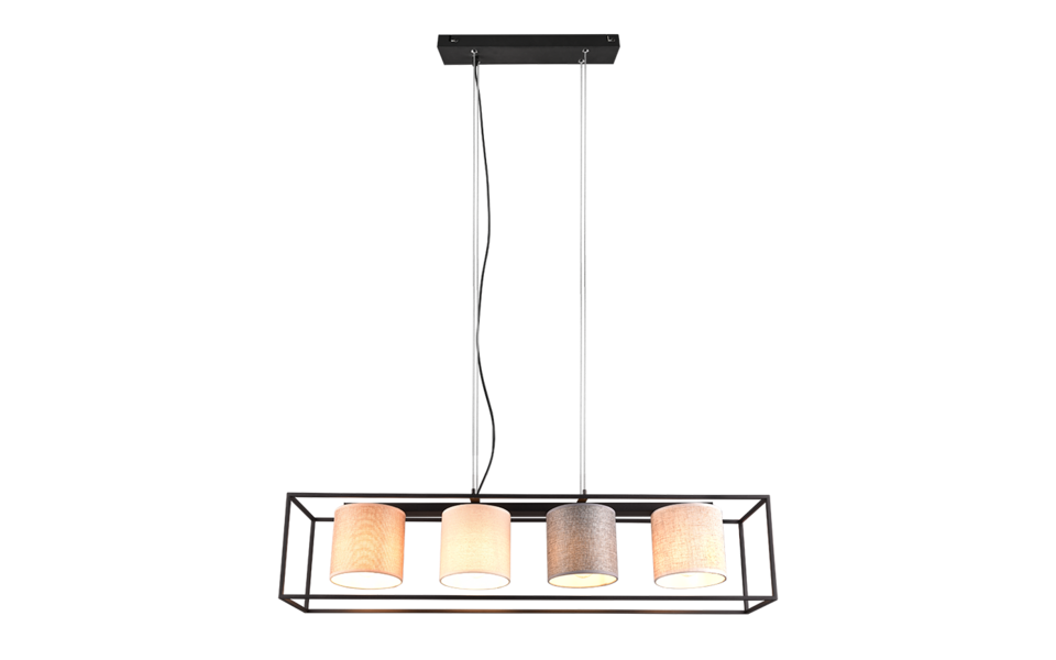 Trio Lighting Trio ROSS hanglamp | E27 Fitting | mat zwart met beige met grijs met bruin met wit | 100 x 20 cm | IP20 | excl. 4x E27 | max. 25W Trio Lighting Trio ROSS hanglamp | E27 Fitting | mat zwart met beige met grijs met bruin met wit | 100 x 20 cm | IP20 | excl. 4x E27 | max. 25W