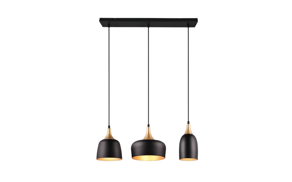 Trio Lighting Trio CHIRAZ hanglamp | E14 Fitting | mat zwart | 63 x 20 cm | IP20 | excl. 3x E14 | max. 25W