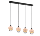 Trio Lighting Trio BORKA hanglamp | E27 Fitting | natuurlijke afwerking | 95 x 17,5 cm | IP20 | excl. 4x E27 | max. 40W
