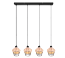 Trio Lighting Trio BORKA hanglamp | E27 Fitting | natuurlijke afwerking | 95 x 17,5 cm | IP20 | excl. 4x E27 | max. 40W
