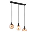 Trio Lighting Trio LUMINA hanglamp | E14 Fitting | mat zwart met amber | 68,8 x 19,5 cm | IP20 | excl. 3x E14 | max. 40W