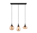 Trio Lighting Trio LUMINA hanglamp | E14 Fitting | mat zwart met amber | 68,8 x 19,5 cm | IP20 | excl. 3x E14 | max. 40W