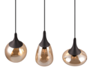 Trio Lighting Trio LUMINA hanglamp | E14 Fitting | mat zwart met amber | 68,8 x 19,5 cm | IP20 | excl. 3x E14 | max. 40W