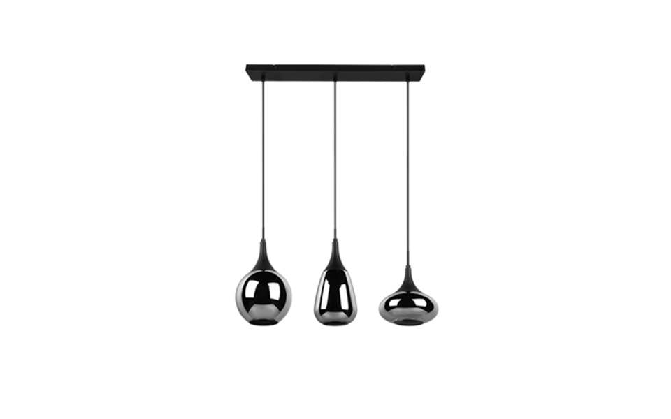 Trio Lighting Trio LUMINA hanglamp | E14 Fitting | mat zwart met verchroomd | 68,8 x 19,5 cm | IP20 | excl. 3x E14 | max. 40W
