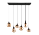 Trio Lighting Trio LUMINA hanglamp | E14 Fitting | mat zwart met amber | 93,8 x 34,5 cm | IP20 | excl. 6x E14 | max. 40W