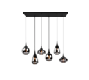 Trio Lighting Trio LUMINA hanglamp | E14 Fitting | mat zwart met verchroomd | 93,8 x 34,5 cm | IP20 | excl. 6x E14 | max. 40W