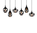 Trio Lighting Trio LUMINA hanglamp | E14 Fitting | mat zwart met verchroomd | 93,8 x 34,5 cm | IP20 | excl. 6x E14 | max. 40W