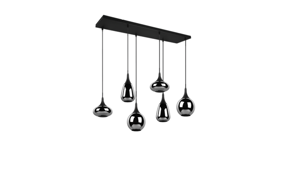 Trio Lighting Trio LUMINA hanglamp | E14 Fitting | mat zwart met verchroomd | 93,8 x 34,5 cm | IP20 | excl. 6x E14 | max. 40W Trio Lighting Trio LUMINA hanglamp | E14 Fitting | mat zwart met verchroomd | 93,8 x 34,5 cm | IP20 | excl. 6x E14 | max. 40W