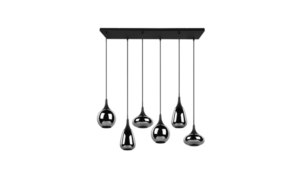 Trio Lighting Trio LUMINA hanglamp | E14 Fitting | mat zwart met verchroomd | 93,8 x 34,5 cm | IP20 | excl. 6x E14 | max. 40W Trio Lighting Trio LUMINA hanglamp | E14 Fitting | mat zwart met verchroomd | 93,8 x 34,5 cm | IP20 | excl. 6x E14 | max. 40W