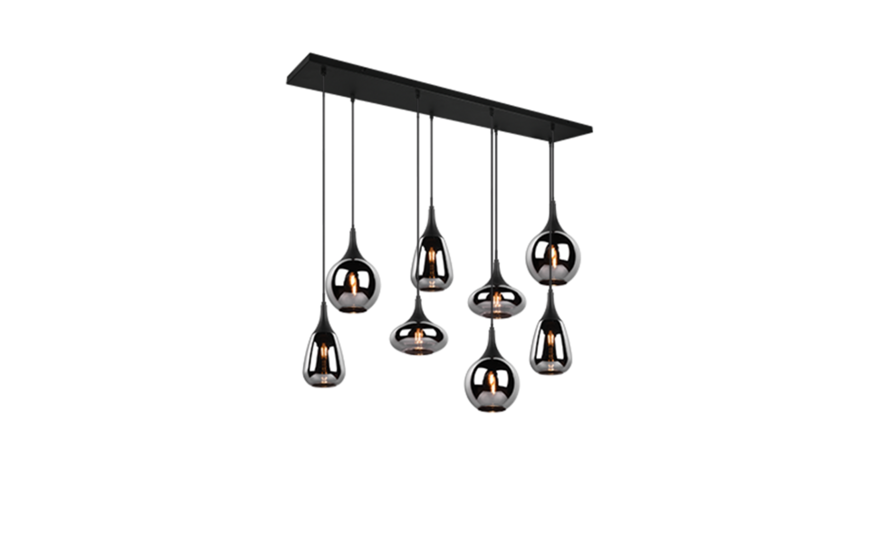 Trio Lighting Trio LUMINA hanglamp | E14 Fitting | mat zwart met verchroomd | 121 x 34,5 cm | IP20 | excl. 8x E14 | max. 40W Trio Lighting Trio LUMINA hanglamp | E14 Fitting | mat zwart met verchroomd | 121 x 34,5 cm | IP20 | excl. 8x E14 | max. 40W