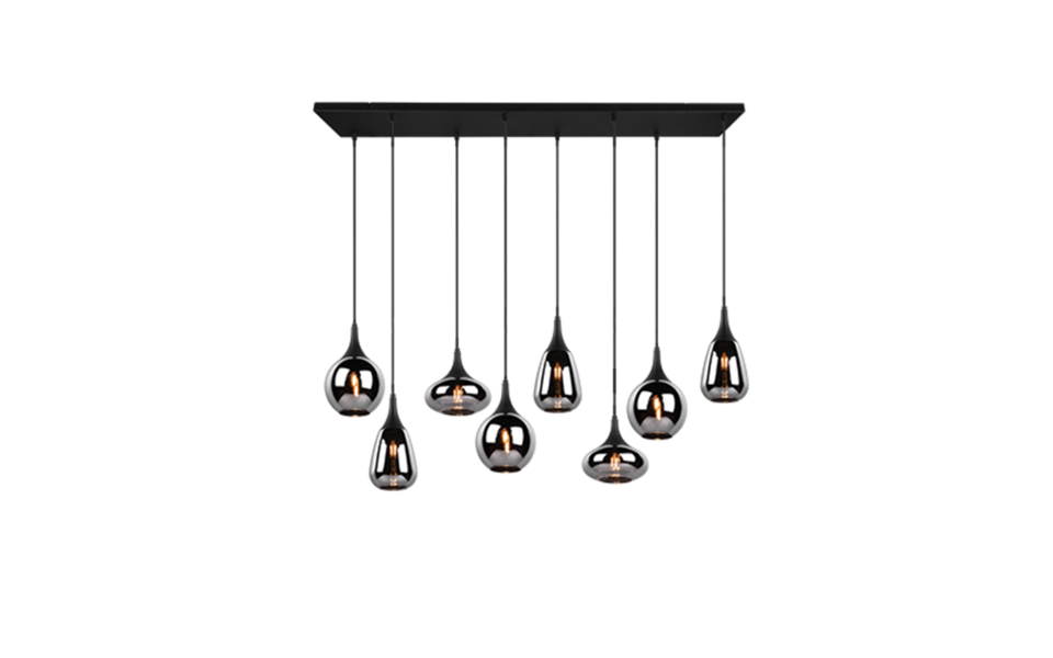 Trio Lighting Trio LUMINA hanglamp | E14 Fitting | mat zwart met verchroomd | 121 x 34,5 cm | IP20 | excl. 8x E14 | max. 40W Trio Lighting Trio LUMINA hanglamp | E14 Fitting | mat zwart met verchroomd | 121 x 34,5 cm | IP20 | excl. 8x E14 | max. 40W