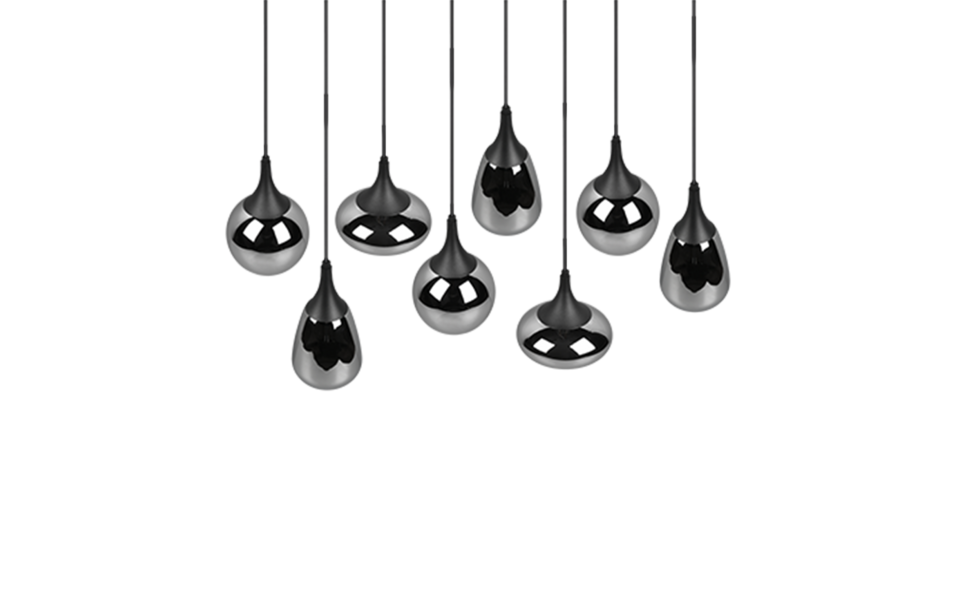 Trio Lighting Trio LUMINA hanglamp | E14 Fitting | mat zwart met verchroomd | 121 x 34,5 cm | IP20 | excl. 8x E14 | max. 40W Trio Lighting Trio LUMINA hanglamp | E14 Fitting | mat zwart met verchroomd | 121 x 34,5 cm | IP20 | excl. 8x E14 | max. 40W